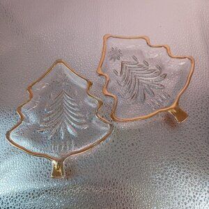 Mikasa crystal christmas tree candy dishes set of 2